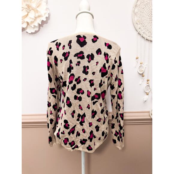 Chicos Pink and Black Animal Print Sweater Size 1P (Medium Petite) - Picture 3 of 5